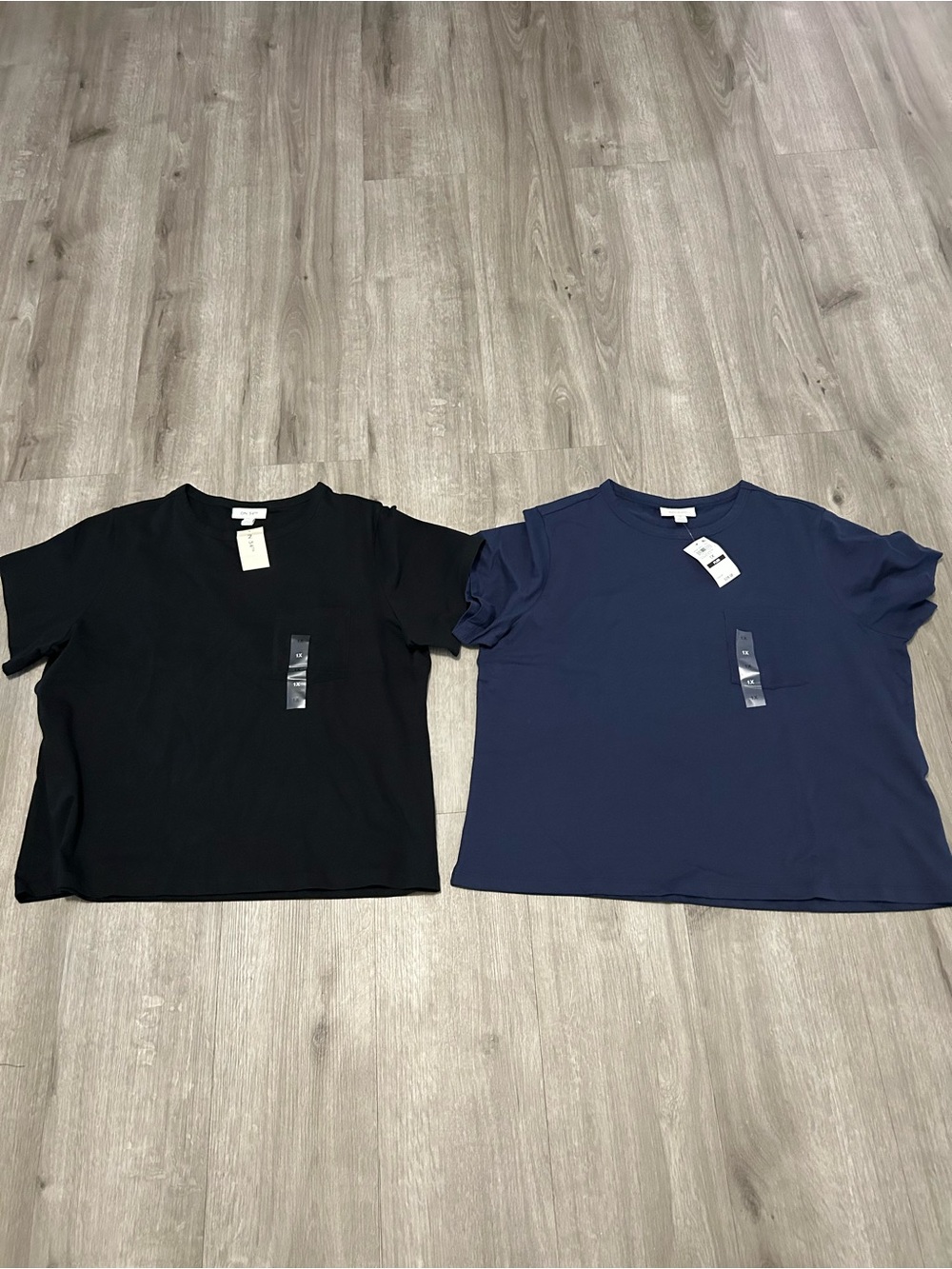 Men's Crew Neck T-Shirt - Black and Navy, size 1X, 💯 cotton